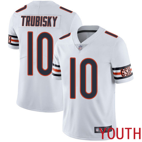 Chicago Bears Limited White Youth Mitchell Trubisky Road Jersey NFL Football #10 Vapor Untouchable->youth nfl jersey->Youth Jersey